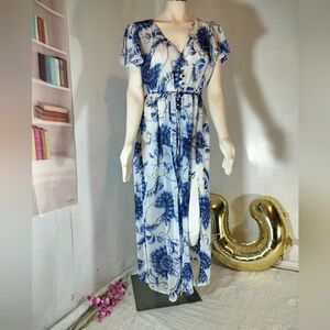 & Other Stories Blue and White Floral Maxi Dress